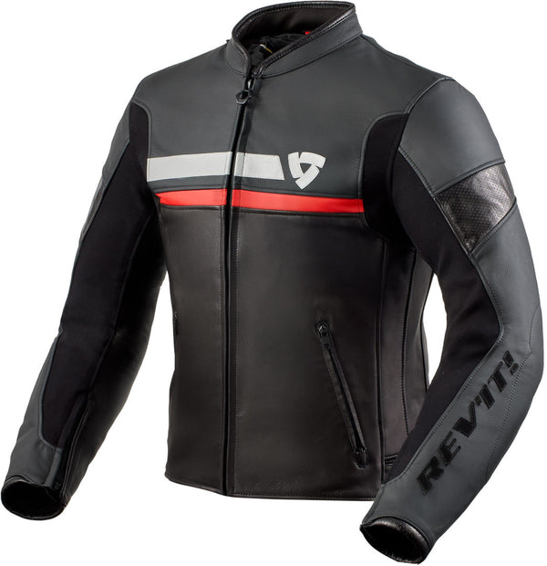 REVIT 骑行夹克 Mile Motorcycle Leather Jacket Black/White/Red