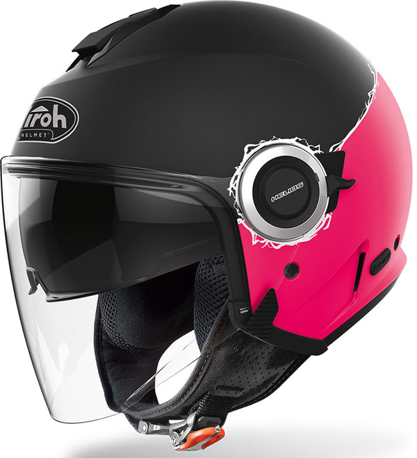 Airoh Helios Fluo Jet Helmet Black/Pink