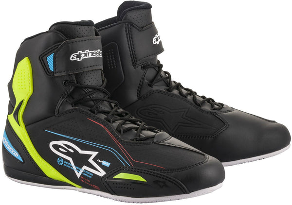 ALPINESTARS 骑行鞋 Faster-3 Motorcycle Shoes Black/Blue/Yellow