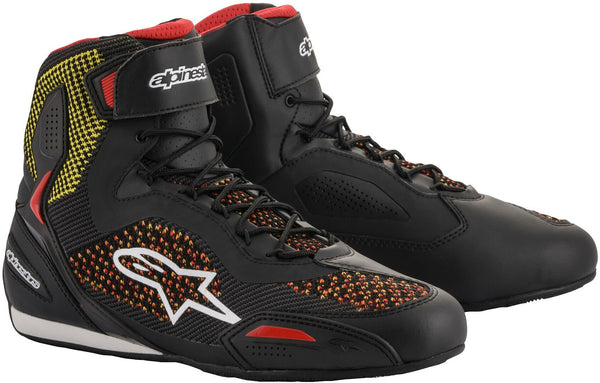 ALPINESTARS 骑行鞋 Faster 3 Rideknit Motorcycle Shoes Black/Yellow/Red