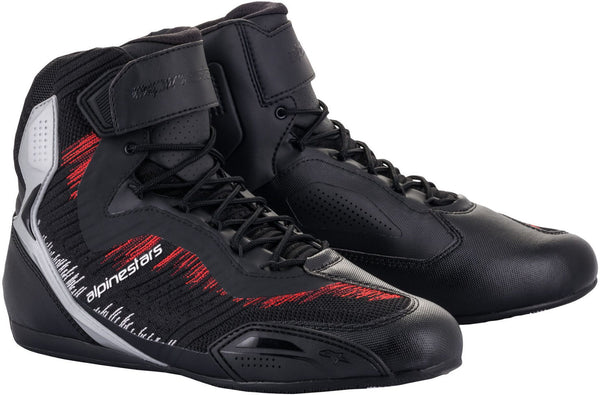 ALPINESTARS 骑行鞋 Faster-3 Rideknit Motorcycle Shoes Black/Silver/Red