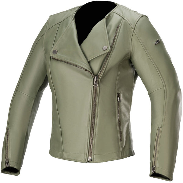 ALPINESTARS 骑行夹克 Alice Ladies Motorcycle Leather Jacket Military Green