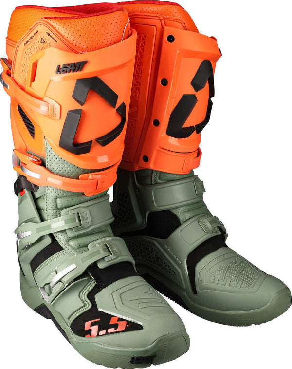 Leatt Moto 5.5 Flexlock Enduro Motocross Boots, MX Oliv/Orange