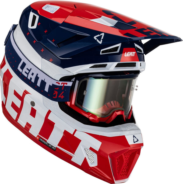 LEATT 头盔 7.5 Tricolor Motocross Helmet with Goggles Red/White/Blue