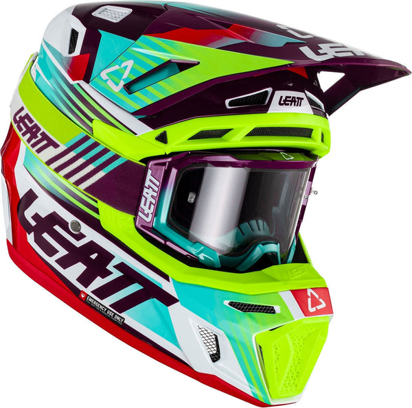 LEATT 头盔 Moto 8.5 V22 Composite Motocross Helmet with Goggles Fluo Green