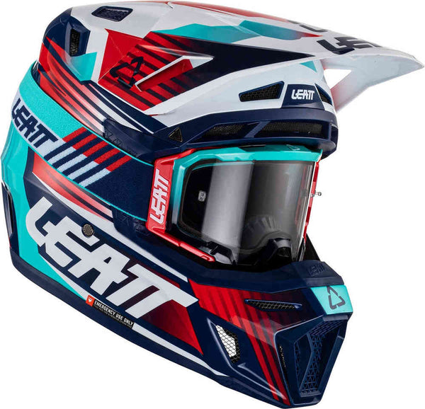 LEATT 头盔 Moto 8.5 V22 Composite Motocross Helmet with Goggles Blue/Red