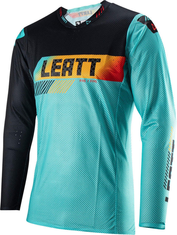 LEATT 骑行衣 5.5 Ultraweld Contrast Motocross Jersey Black/Cyan