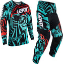 LEATT 骑行裤 3.5 Zebra Kids Motocross Jersey and Pants Set Black/Turquoise