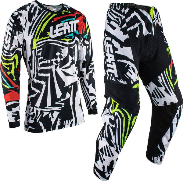 LEATT 骑行裤 3.5 Zebra Kids Motocross Jersey and Pants Set Black/White