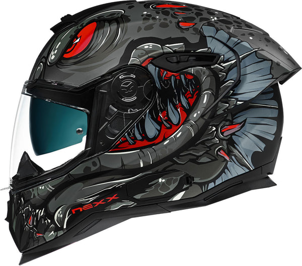 Nexx SX.100R Abisal Helmet Black Matt/Red