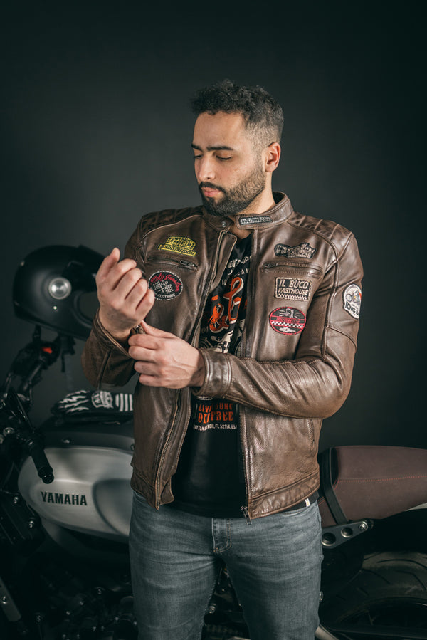 HolyFreedom Zero Motorcycle Leather Jacket Brown