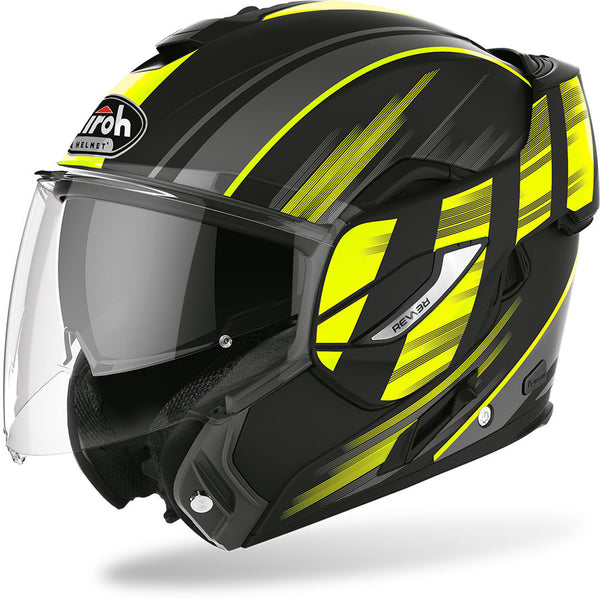 Airoh Rev 19 Ikon Helmet, Flip-Up Helmet, Modular Helm Black/Yellow
