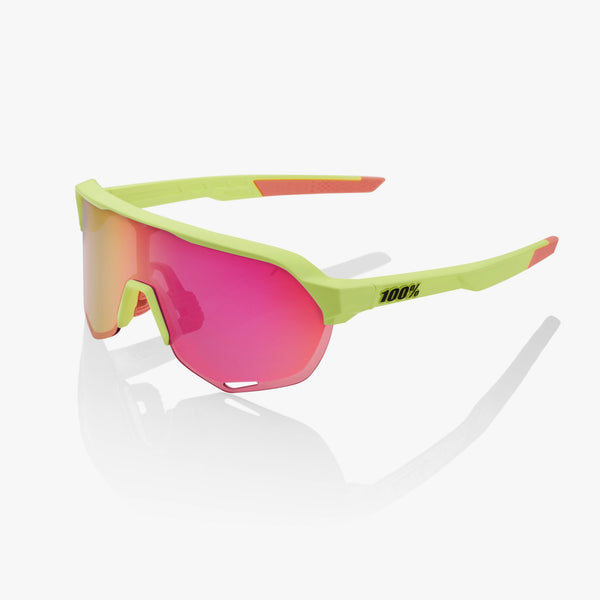 100% 运动眼镜 100% S2 - 哑光 Washed Out Neon 黄 - 紫 Multilayer Mirror Lens