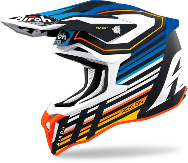 Airoh Strycker Shaded Carbon Motocross Helmet Blue Matt