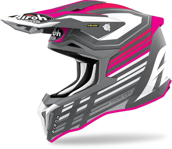 Airoh Strycker Shaded Carbon Motocross Helmet Pink Matt
