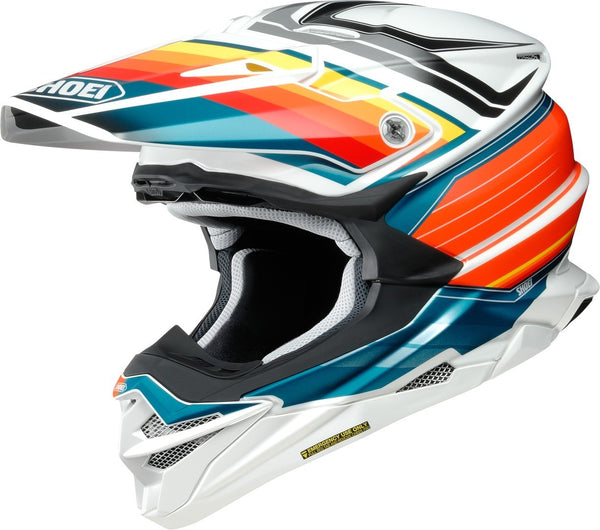Shoei VFX-WR Pinnacle Motocross Helmet, MX White/Blue/Orange