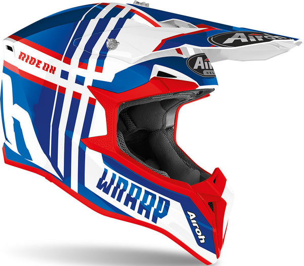 Airoh Wraap Broken Motocross Helmet Blue/Red