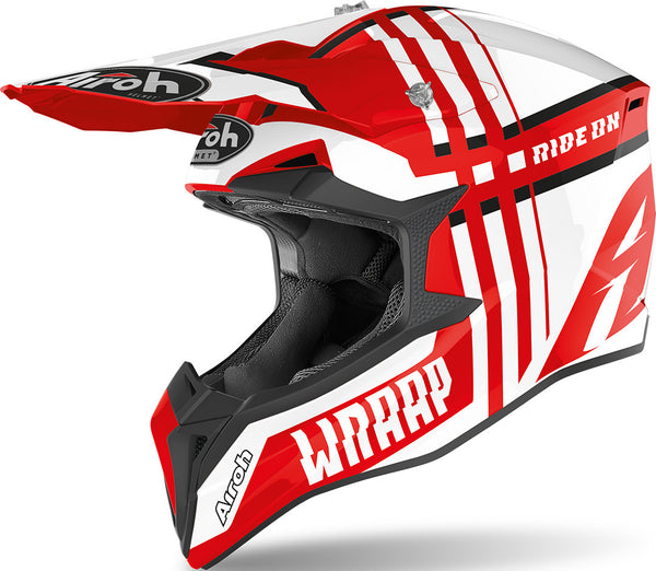 Airoh Wraap Broken Motocross Helmet Red