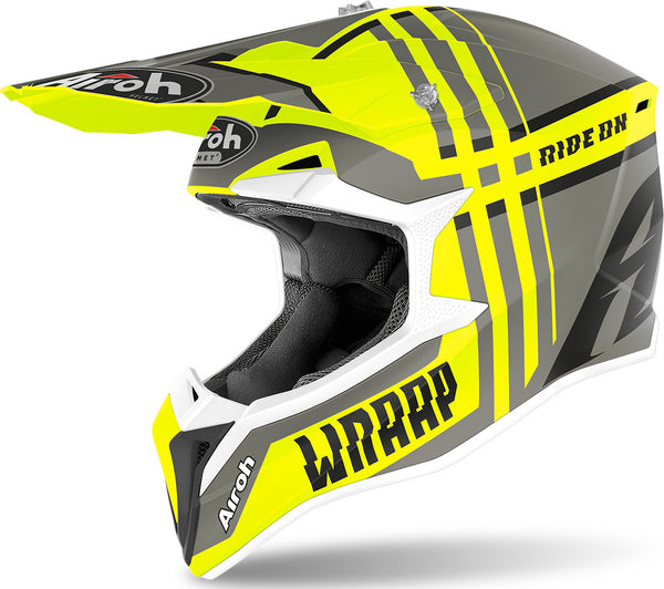 Airoh Wraap Broken Motocross Helmet Yellow