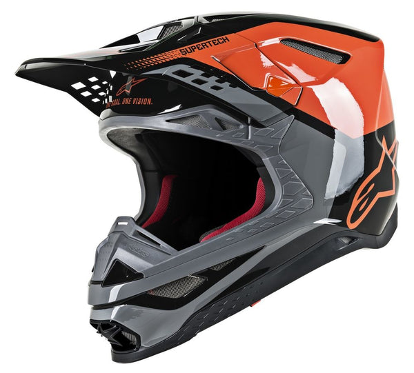 Alpinestars 头盔 Supertech M-8 Triple Helmet Gloss Orange/Grey/Black M-8