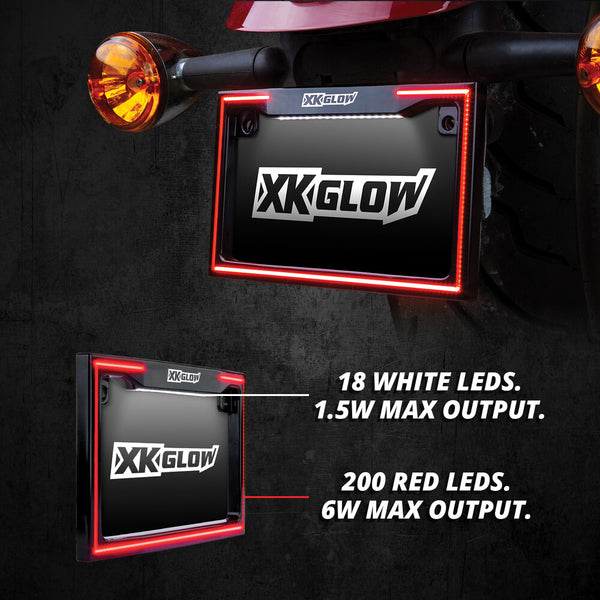 XK GLOW 照明 Motorcycle LED License Plate Frame w/Running Turn & Brake