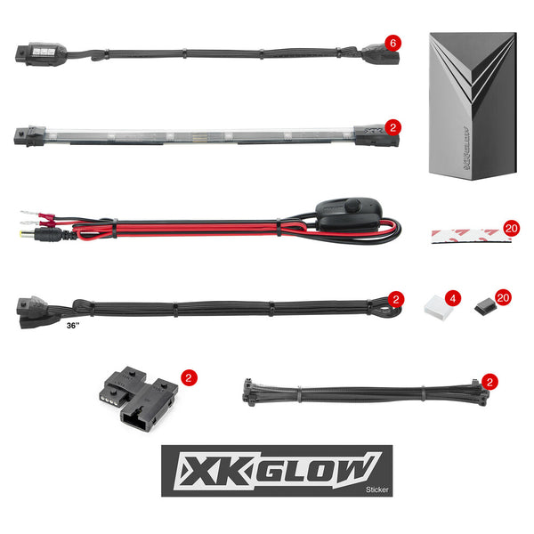 XK GLOW 照明 Multi-color Motorcycle LED Accent Light Kit w/Remote Key Fob