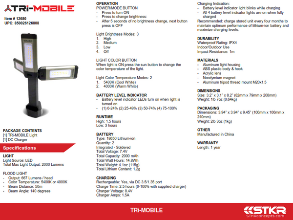 STKR 照明 Tri-Mobile Light