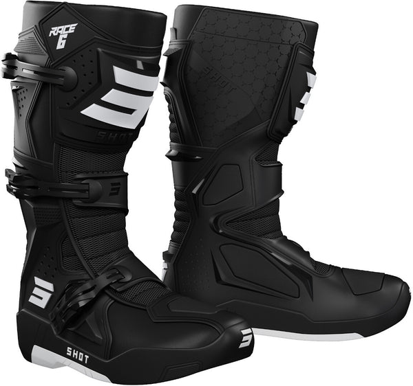 Shot Race 6 Motocross Boots Black/White