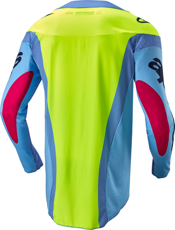 Alpinestars 骑行衣 Techstar Ocuri Jersey Men's Light Blue/Fluorescent Yellow/Red Berry