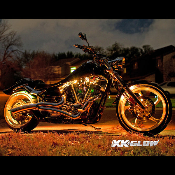 XK GLOW 照明 Multi-color Motorcycle LED Accent Light Kit w/Remote Key Fob