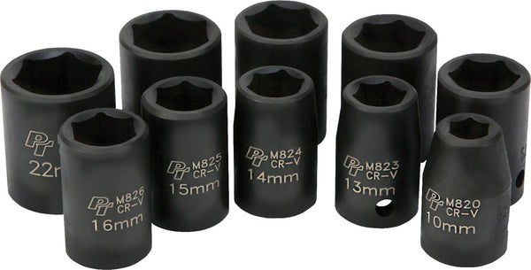 PERFORMANCE TOOL 工具 1/2" Metric Impact Socket Set