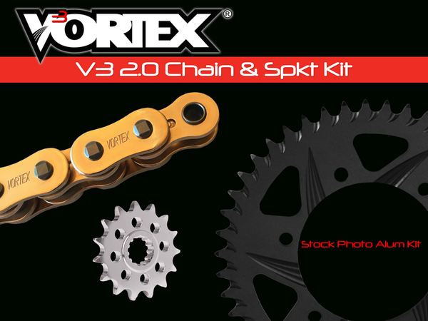 VORTEX 链轮/链条套件 STL/ALU 16/43T 黑 SX3 525-114L GLD