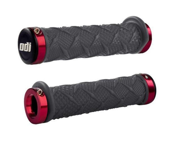 ODI 手把胶 J30XTH-R ATV Xtreme Lock-On Grips - 石墨 - 红 Clamp