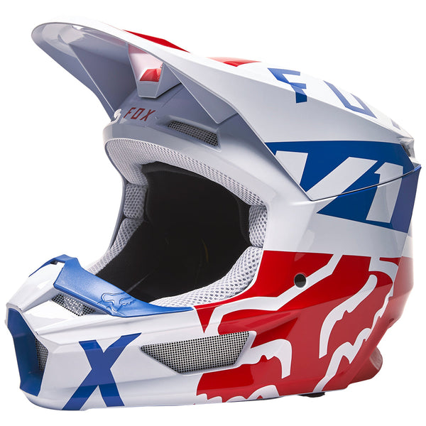 FOX 头盔 V1 Skew Helmet ECE [白/红/蓝]