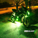 XK GLOW 照明 Multi-color Motorcycle LED Accent Light Kit w/Remote Key Fob