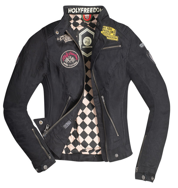 HolyFreedom Quattro Waxed Ladies Motorcycle Textile Jacket Black