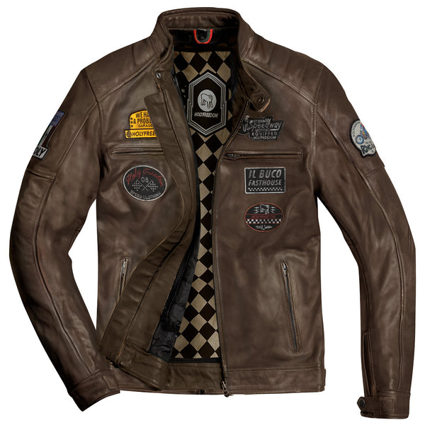 HolyFreedom Zero Motorcycle Leather Jacket Brown