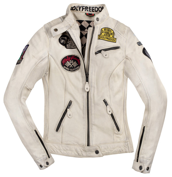 HolyFreedom Zero Ladies Motorcycle Leather Jacket Cream