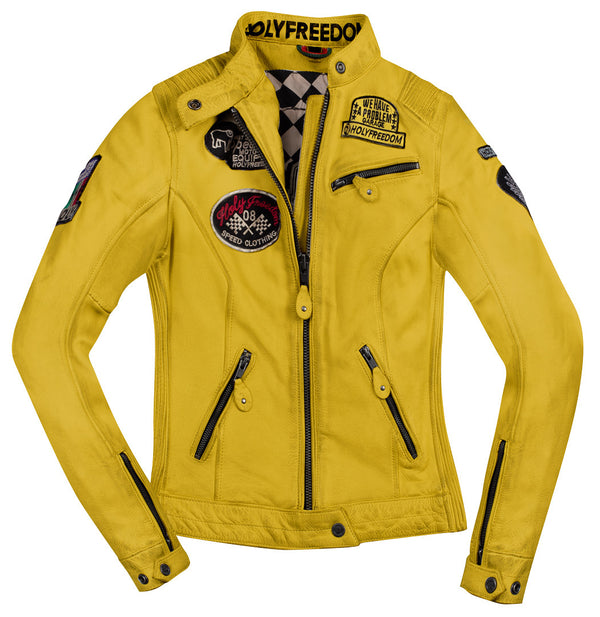 HolyFreedom Zero Ladies Motorcycle Leather Jacket Yellow