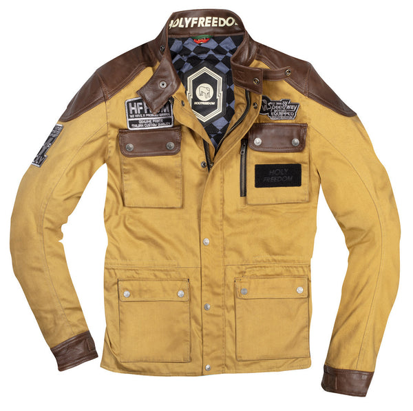 HolyFreedom Quattro Waxed Evo Motorcycle Textile Jacket Camel