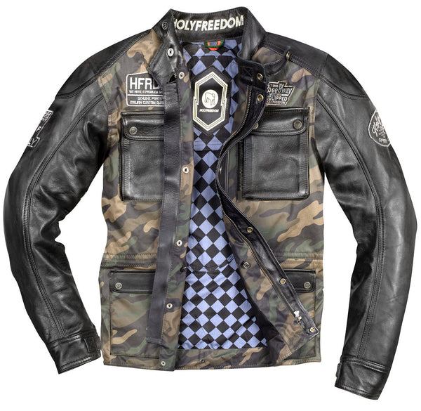 HolyFreedom Quattro Camo motorcycle leather/textile jacket