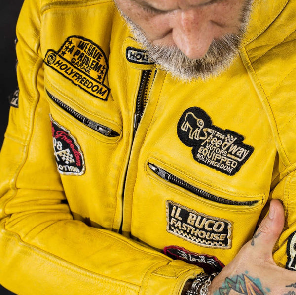 HolyFreedom Zero Evolution Motorcycle Leather Jacket Yellow