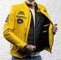 HolyFreedom Zero Evolution Motorcycle Leather Jacket Yellow