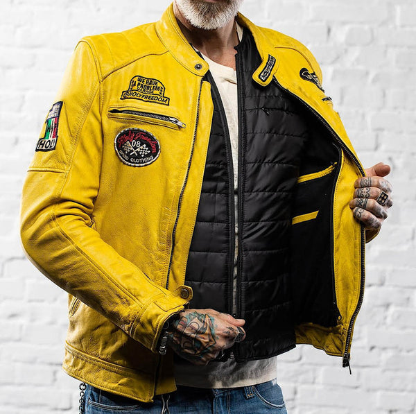 HolyFreedom Zero Evolution Motorcycle Leather Jacket Yellow