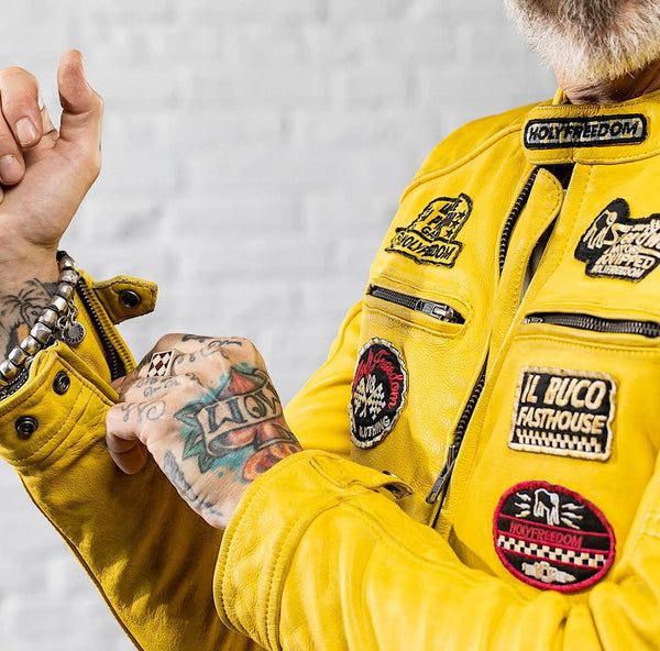 HolyFreedom Zero Evolution Motorcycle Leather Jacket Yellow