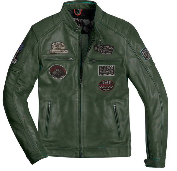 HolyFreedom Zero Evolution Motorcycle Leather Jacket Dark Green