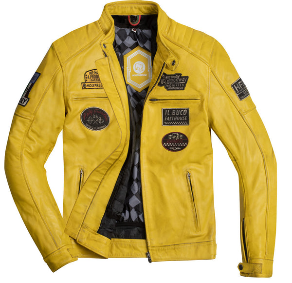 HolyFreedom Zero Evolution Motorcycle Leather Jacket Yellow